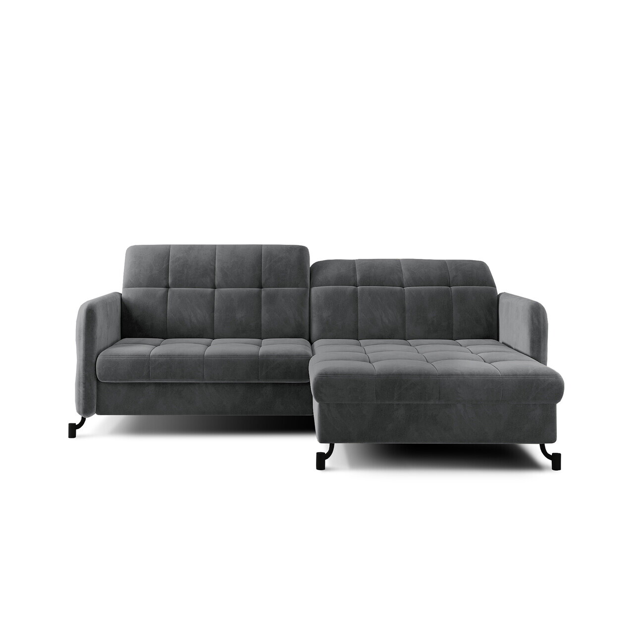 Set coltar extensibil dreapta 3 locuri si taburet ELTAP, Lor_PP_12, Lorelle, 225x160x105 cm / 100x70x45 cm, lemn/poliester, gri inchis - view 2