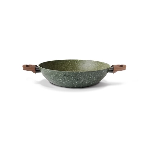 Tigaie Wok pentru inductie TVS Natura antiaderenta, cu manere din bachelita, 32 cm Ø