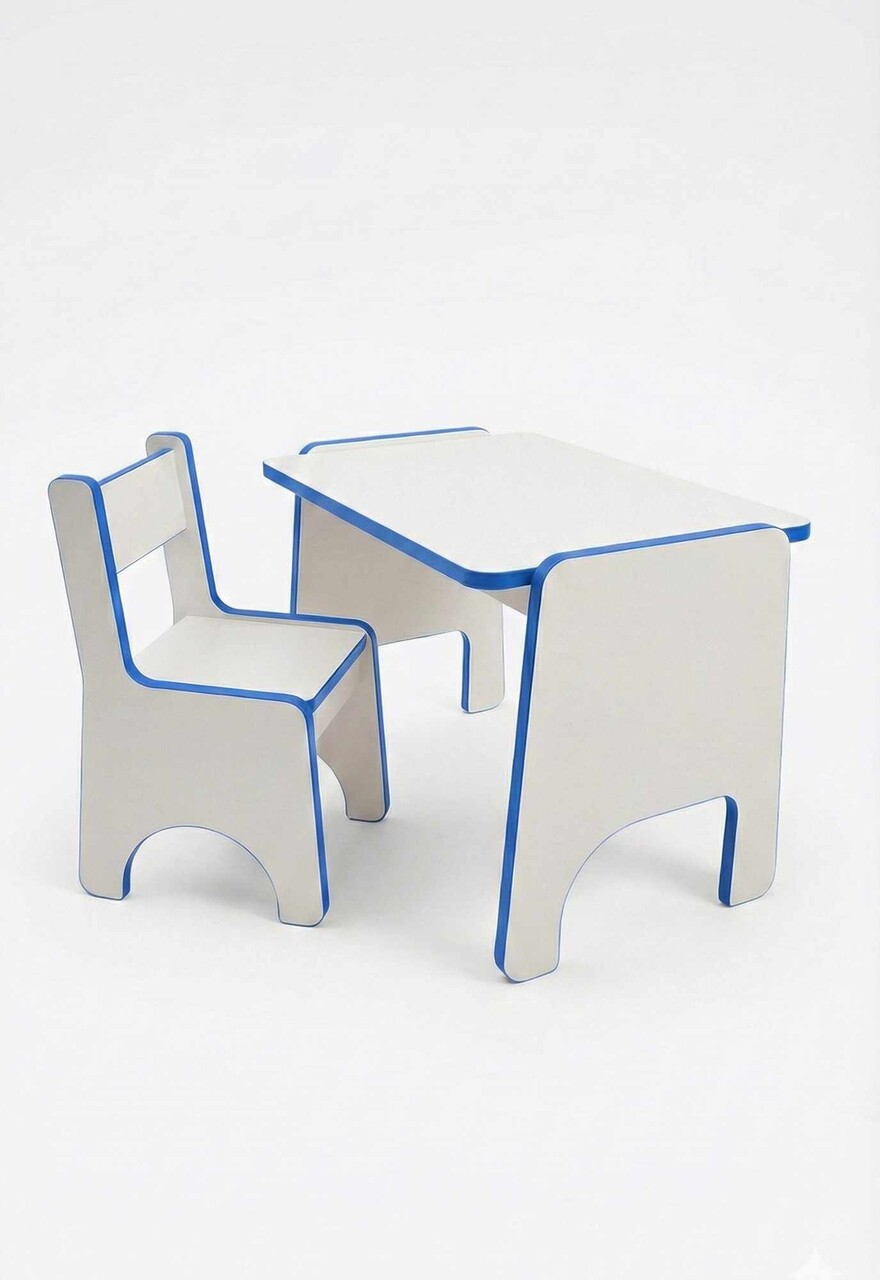 Set masa si scaun pentru copii, Hanah Home, Artmtktbchrset, Albastru/Alb - imagine 3