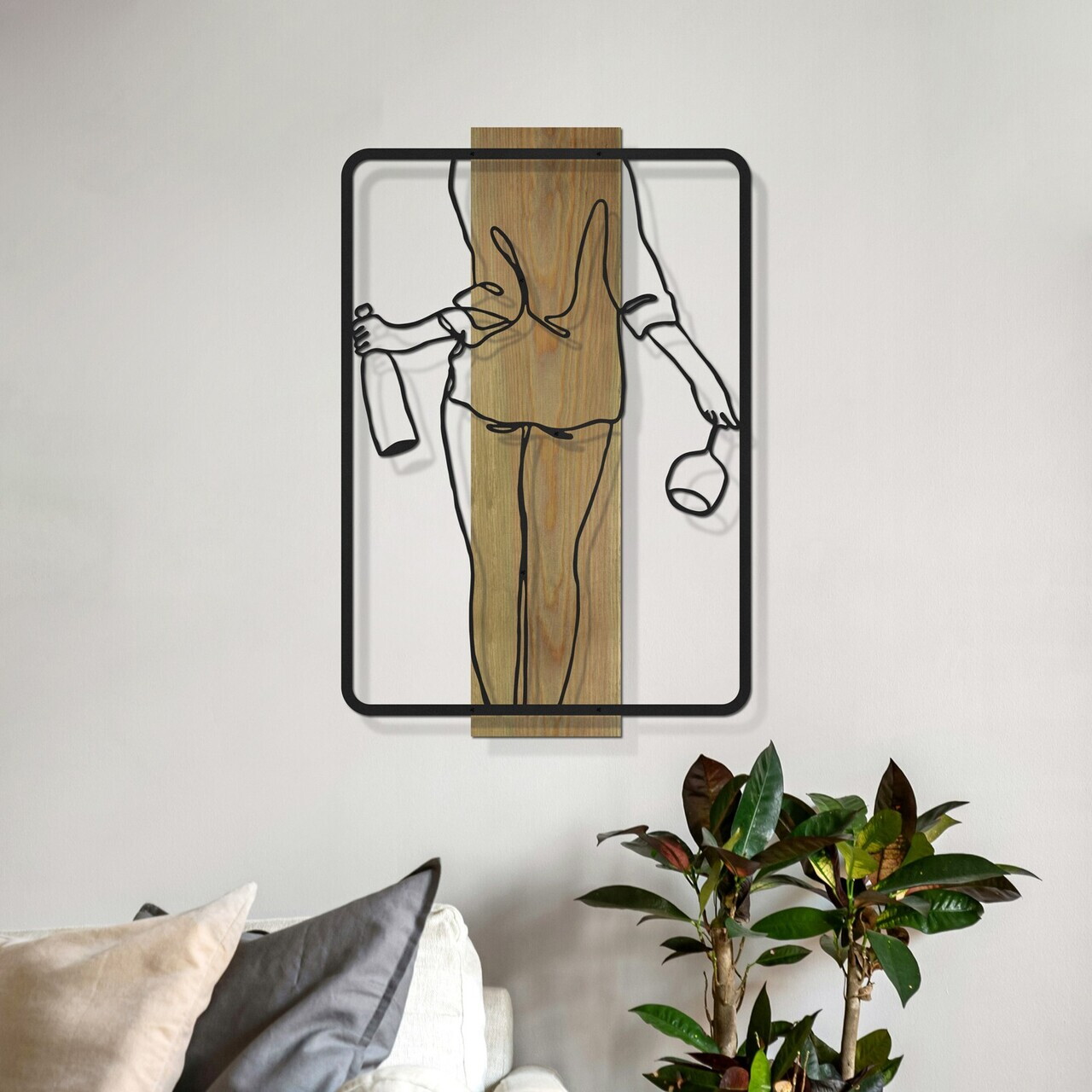 Decoratiune de perete, Silenza, Cadru: Lemn (Grosime: 2 cm), Verde/Negru — imaginea 2