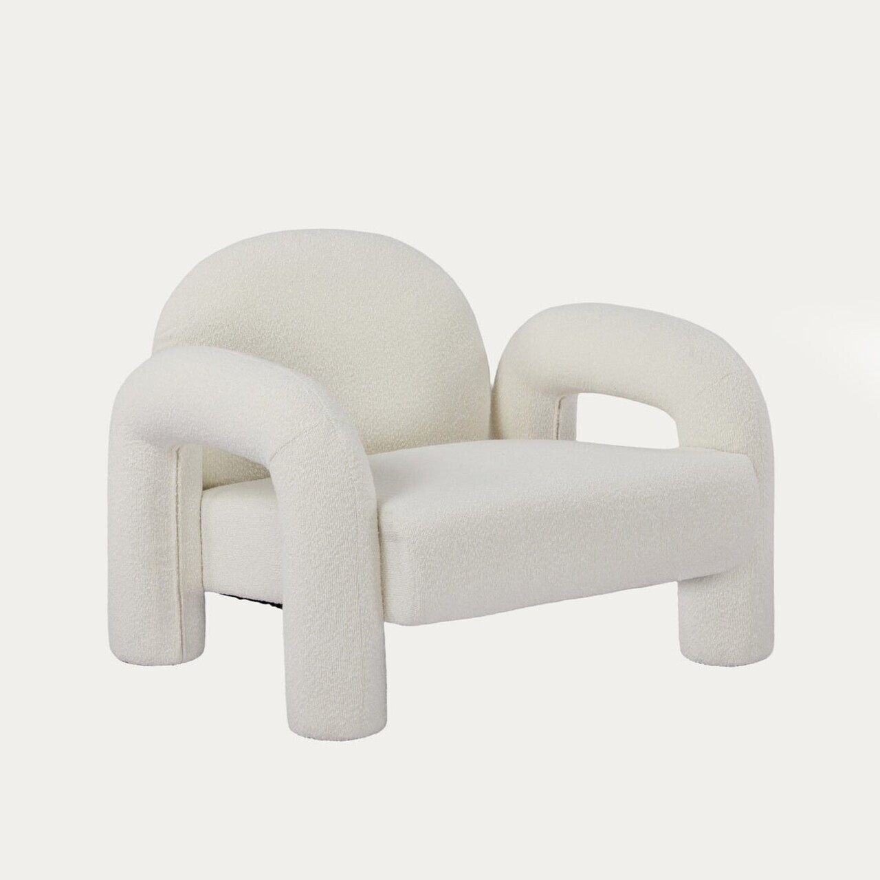 Fotoliu Sedia, Homla, 95x88x70 cm, MDF/metal/tesatura teddy boucle, ecru — imaginea 2