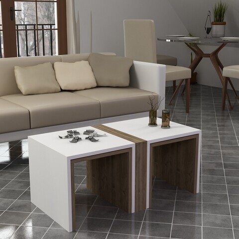 Masuta de cafea Contry, Armetti, 90 x 50 x 41.8 cm, walnut/alb Masute living