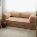 Canapea extensibila cu 3 locuri, Evalina, 383EVN1266, Material: 100% catifea PES, Maro