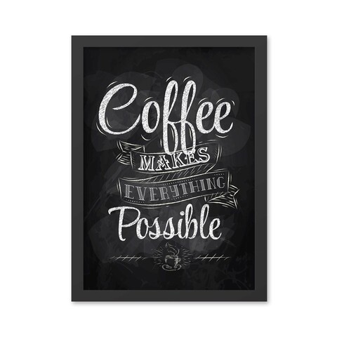 Tablou decorativ, Coffee 2 (35 x 45), MDF , Polistiren, Alb/Negru