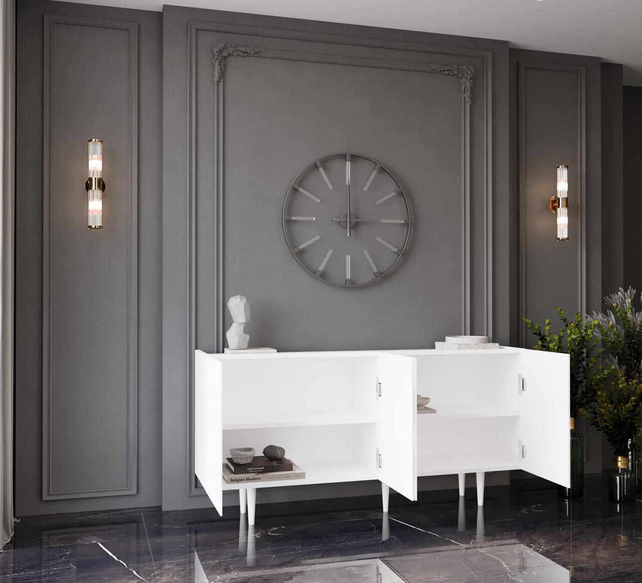 Consola, Hanah Home, Capella 140, 140x60x40 cm, MDF, Alb - view 3