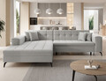 Coltar extensibil stanga 4 locuri ELTAP, Sol-07, Solange, 292x196x84 cm, lemn/poliester, gri deschis