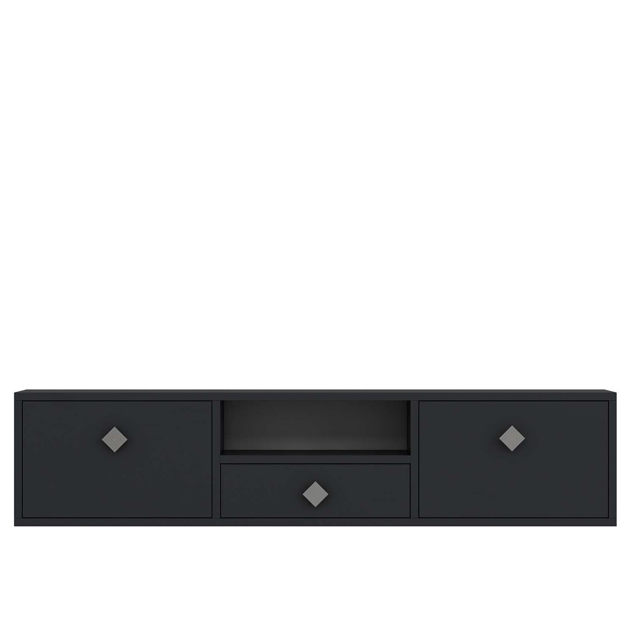 Comoda TV, Hanah Home, 1305-DROP-1, 140x30x30 cm, PAL , Antracit / Argintiu - view 3