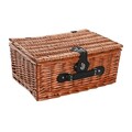 Cos de picnic pentru 4 persoane, DKD Home Decor, 48 x 28 x 18 cm, rachita, natural/rosu