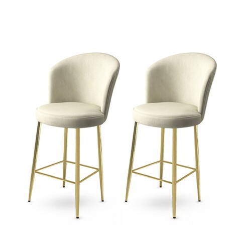 Set scaun de bar (2 bucăți), Charlotte, Fora, Metal, Crem / Aur