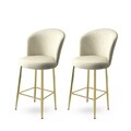 Set scaun de bar (2 bucăți), Charlotte, Fora, Metal, Crem / Aur