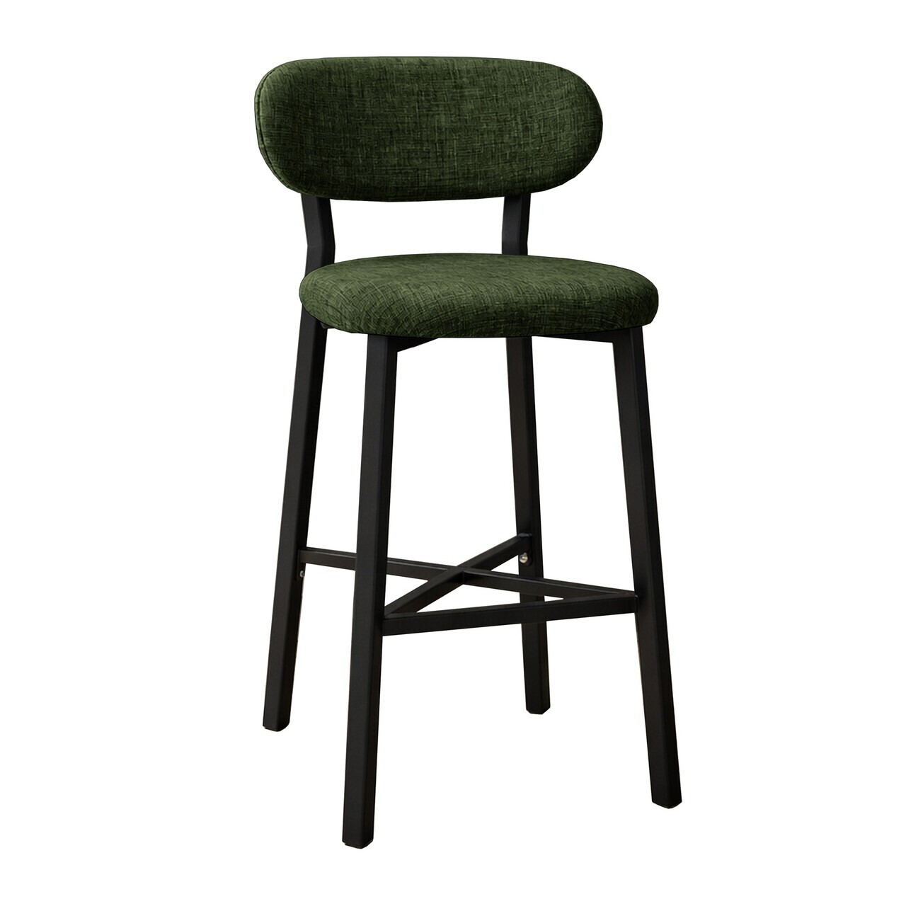 Scaun de bar, Hanah Home, Luna, 42x100x45 cm, Fier/Poliester/In, Verde — imaginea 6
