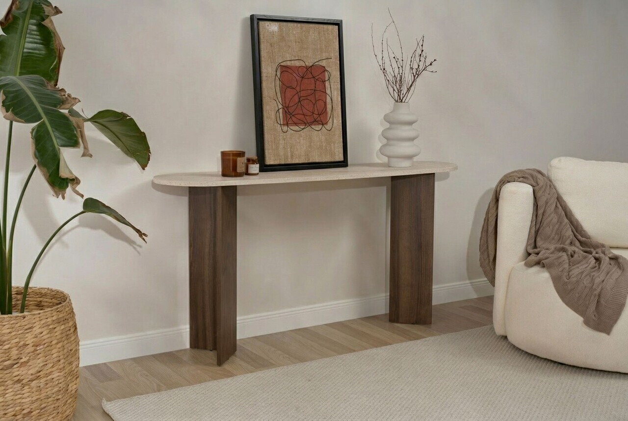 Bufet, Hanah Home, Sira, 150x75x35 cm, PAL, Travertin / Nuc Venezia — imaginea 4
