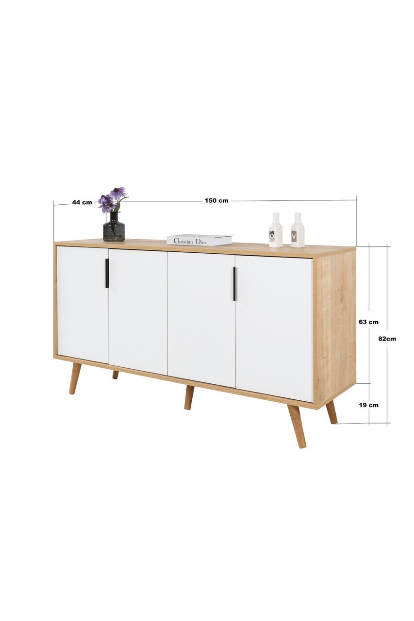 Consola, Hanah Home, Sırma 4515, 150x82x44 cm, PAL, Stejar Safir / Alb — imaginea 7