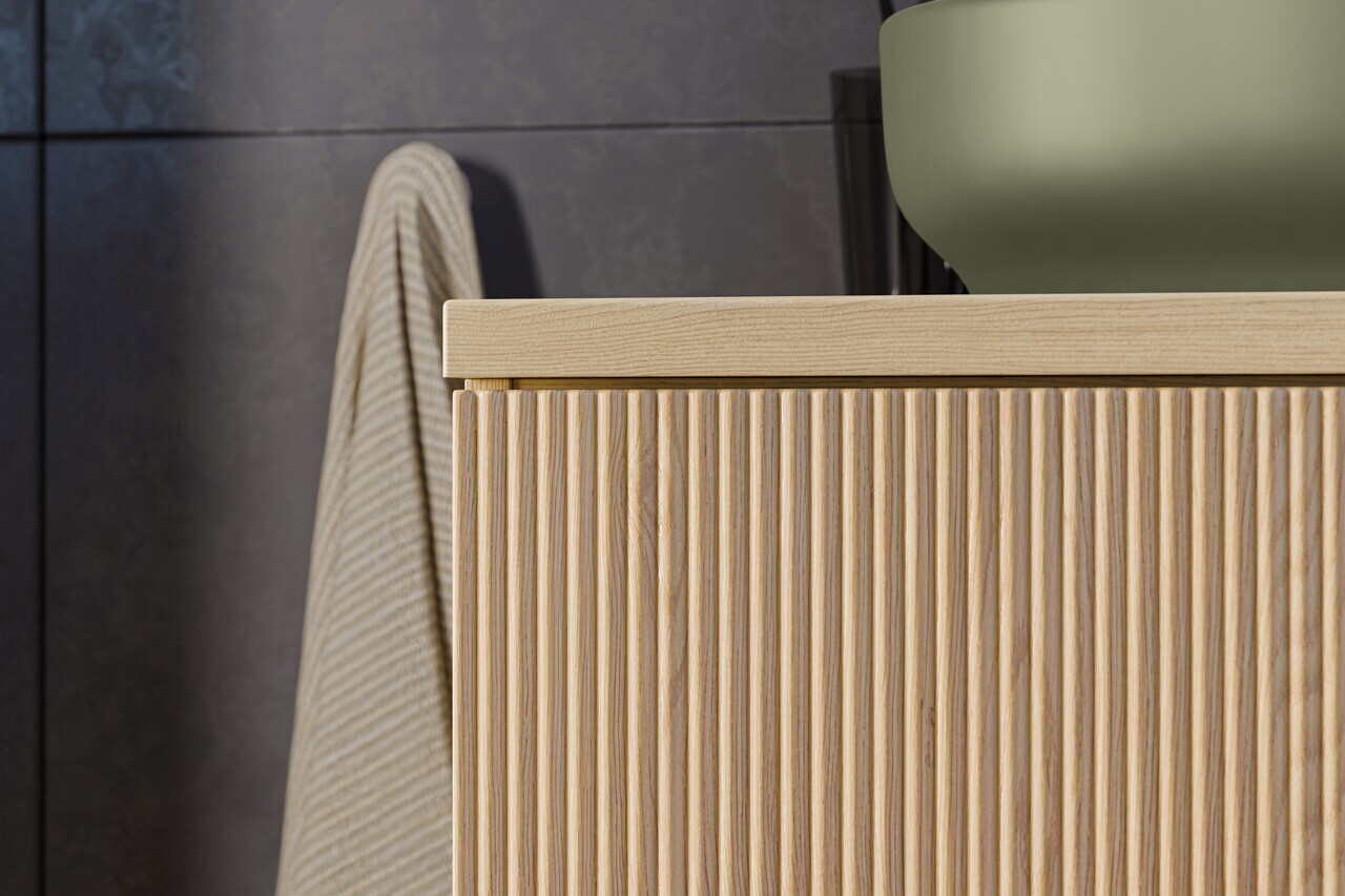 Set mobilier baie Nordic Cremona 60 cm, dulap inalt si masca lavoar, Comad, MDF/PAL, stejar - view 5