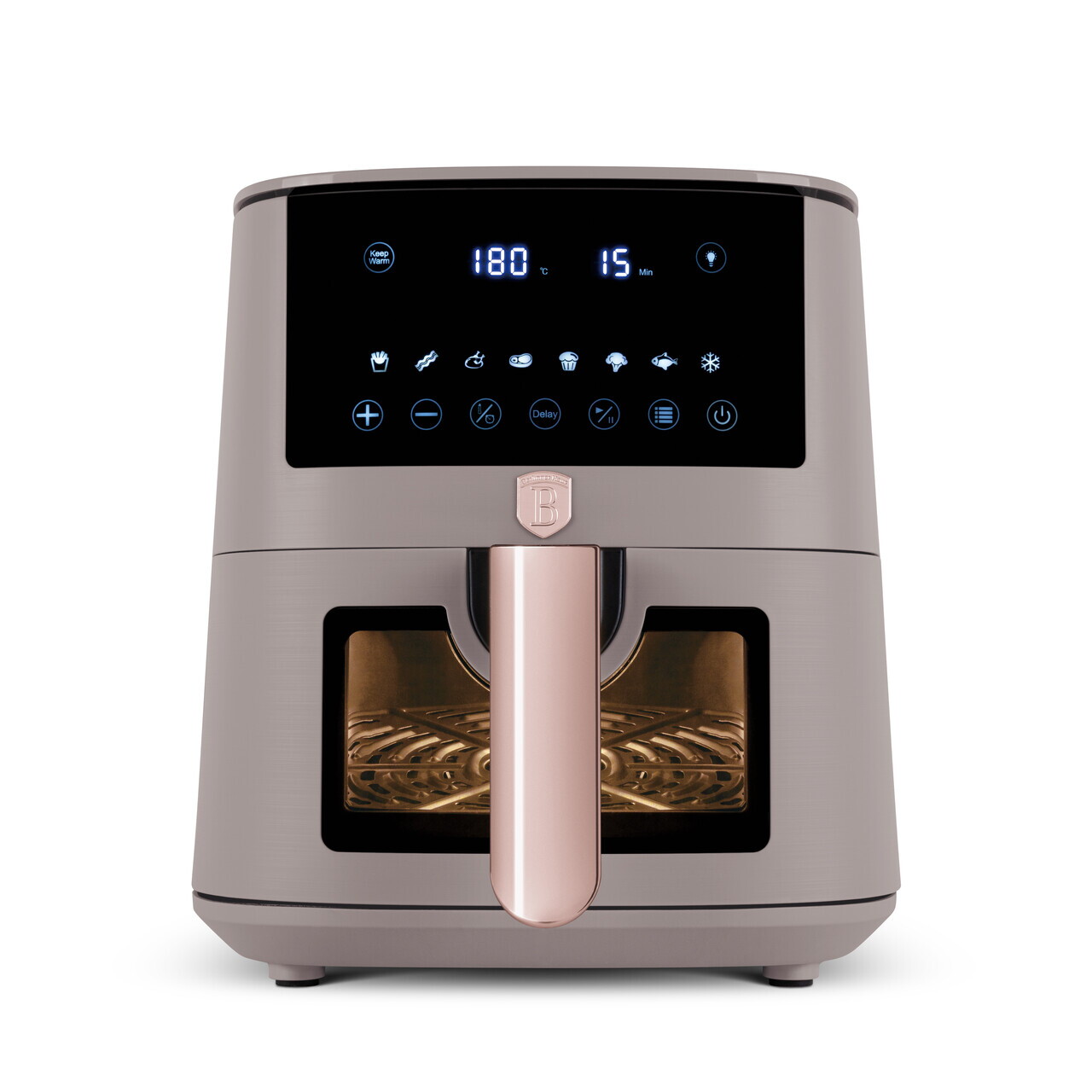 Friteuza cu aer cald si fereastra Berlinger Haus, Taupe, 5 L, 1400W, taupe mat - imagine 5