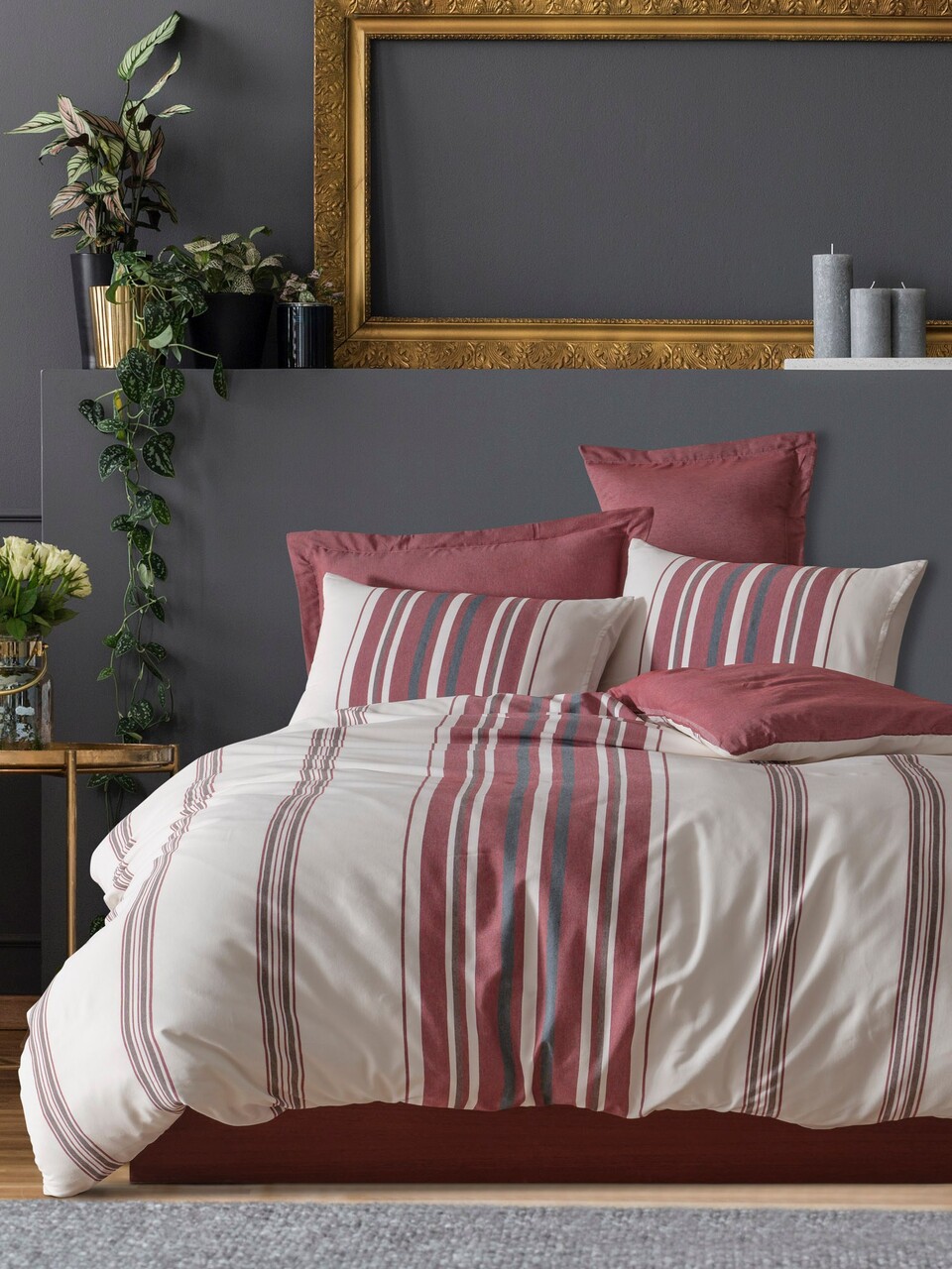 Lenjerie de pat dubla, Rome - White, EnLora Home, 70% bumbac/30% poliester