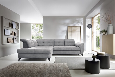 Coltar extensibil stanga 5 locuri ELTAP, LT-04REL, Inferne, 297x210x107 cm, lemn/poliester, gri