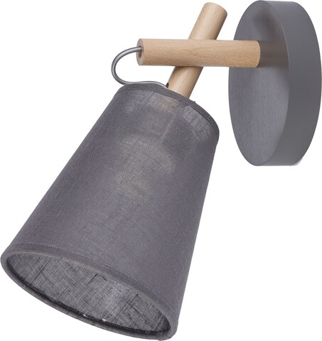 Aplica, eurostil light, vaio, 14 x 19 x 28 cm, 60 w, e27, metal/lemn/textil, gri