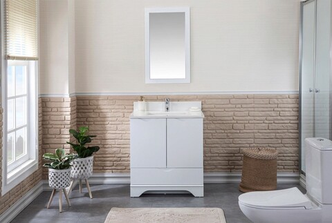 Set mobilier de baie (2 piese), jussara, teton 30, alb