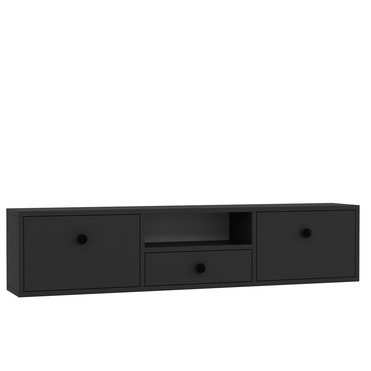 Comoda TV, Hanah Home, 1301-DROP-1, 140x30x30 cm, PAL , Antracit / Negru - view 4