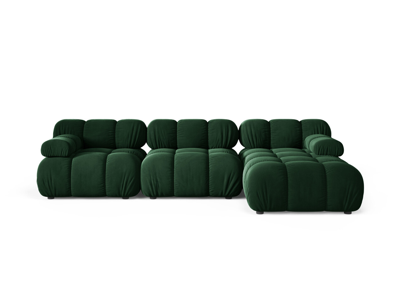Coltar modular dreapta 4 locuri Bellis-51 Micadoni Home 282x155x70 cm catifea verde bottle