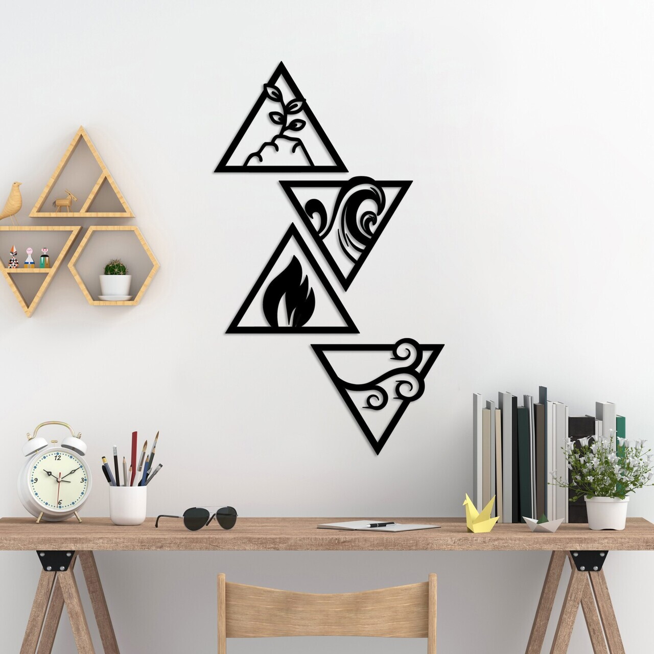 Decoratiune de perete, For Elements, Dimensiune: 30 x 25 cm (4 bucăți), Negru — imaginea 3