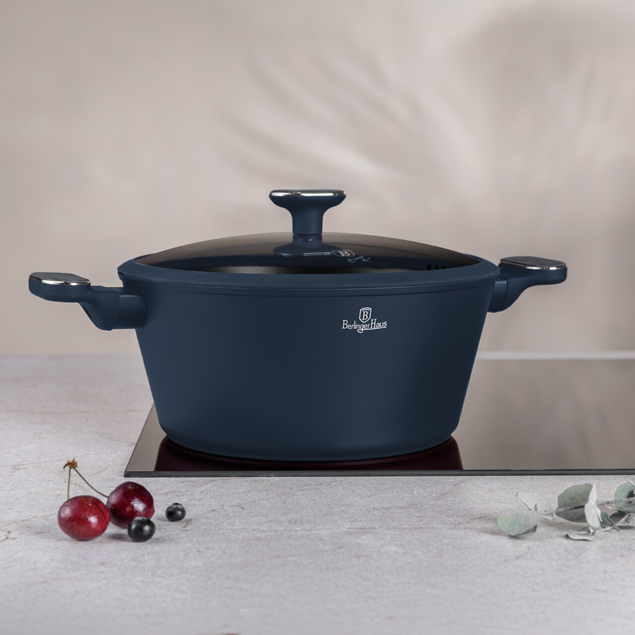 Oala cu capac Berlinger Haus, Deep Sea, 28 cm, 6.3 L, aluminiu forjat, albastru mat/gri - view 4