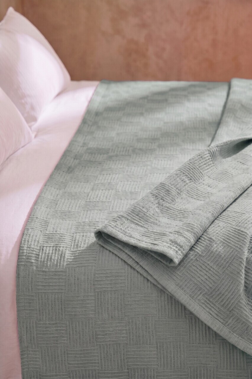 Cuvertura pique dubla, L'essentiel Maison, Checked, Verde — imaginea 2