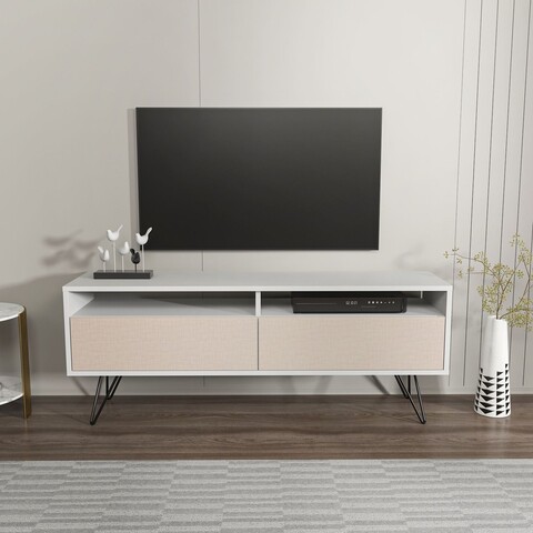 Comoda TV, Zena Home, Flay, Alb / Bej