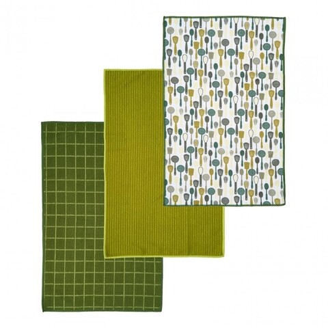Set 3 prosoape pentru bucatarie tools, heinner, 45x70 cm, poliester, verde