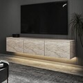 Comoda TV, Inarch, Neon Illuminated, Travertin
