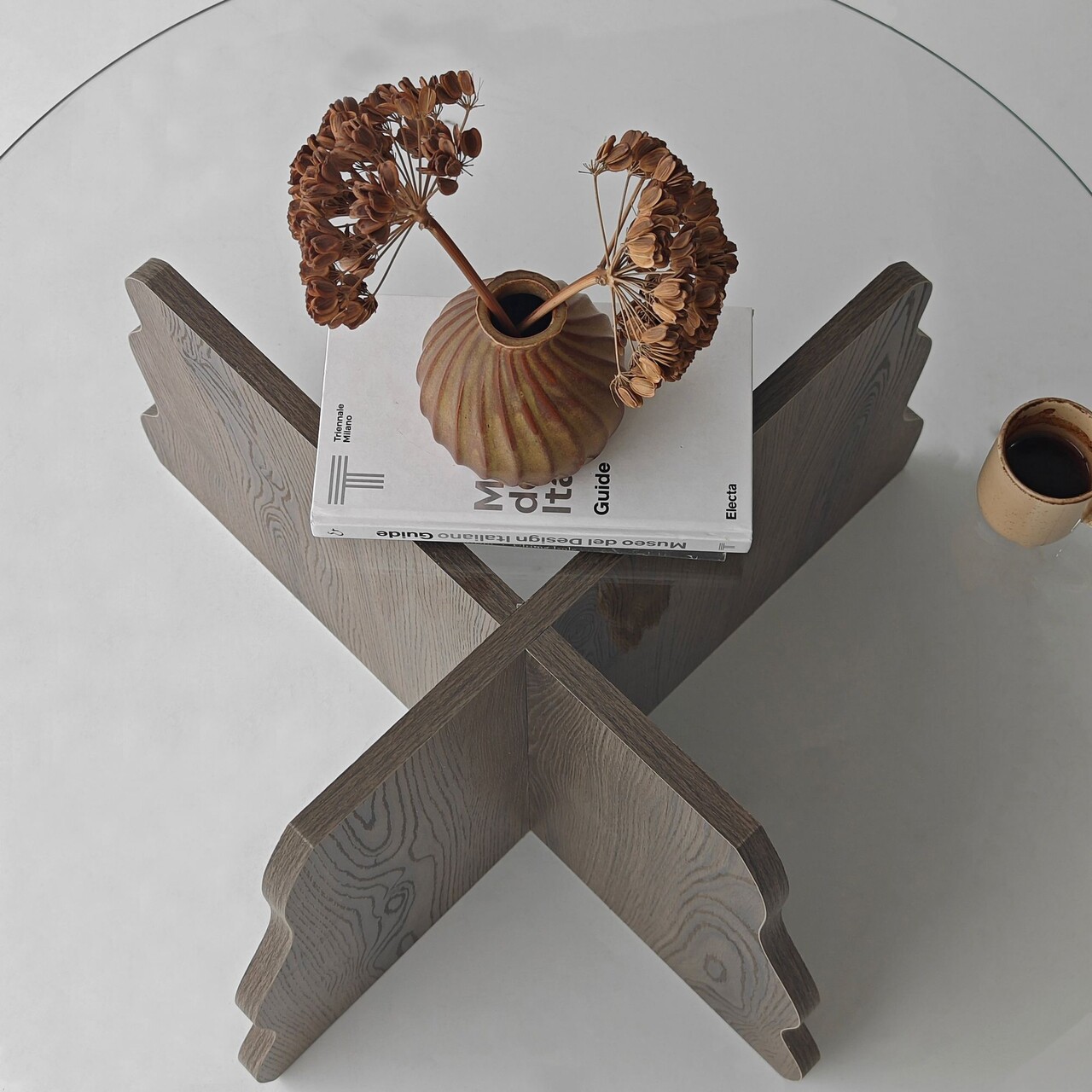 Masuta de cafea, Hanah Home, Butterfly, 75x40x75 cm, Nuc / Transparent - view 8