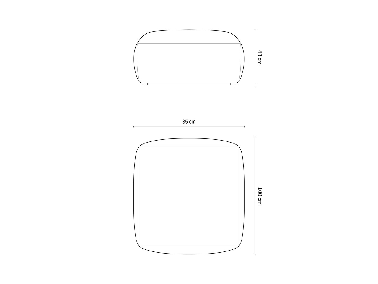 Taburet, Chris-184, Micadoni Home, 100x85x43 cm, catifea, ecru
