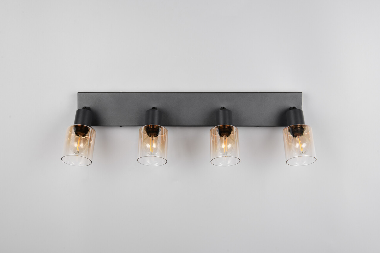 Plafoniera Cadiz, RL, 58.5x8.5x17 cm, 10W, 4x E14, metal, negru mat