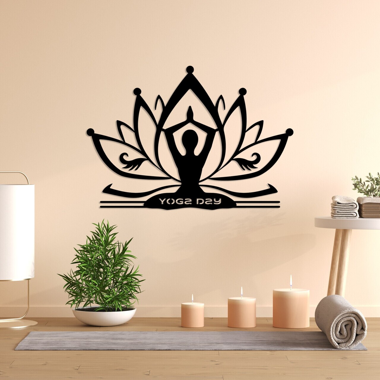 Decoratiune de perete, Yoga 30, Dimensiune: 60 x 42 cm, Negru — imaginea 3