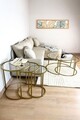 Set masute 3 piese, Caliente, Alya, Auriu / Transparent