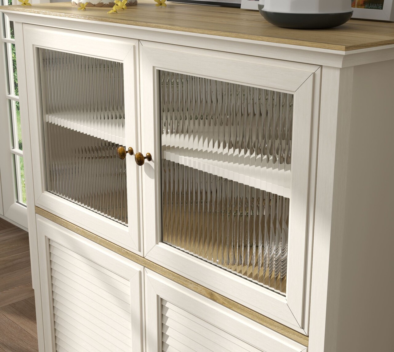 Dulap multifunctional, Hanah Home, FRN-21022, 110.4x120x44.2 cm, PAL, Crem / Stejar - view 4