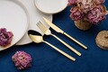 Set de tacâmuri (12 piese), L'essentiel Maison, 294HRO1104, Furculiță de masă: 21 x 2,5 cm (4 bucăți), Aur/Alb
