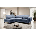 Coltar extensibil stanga 4 locuri ELTAP, LT-40GO, Noble, 255x201x100 cm, lemn/poliester, albastru