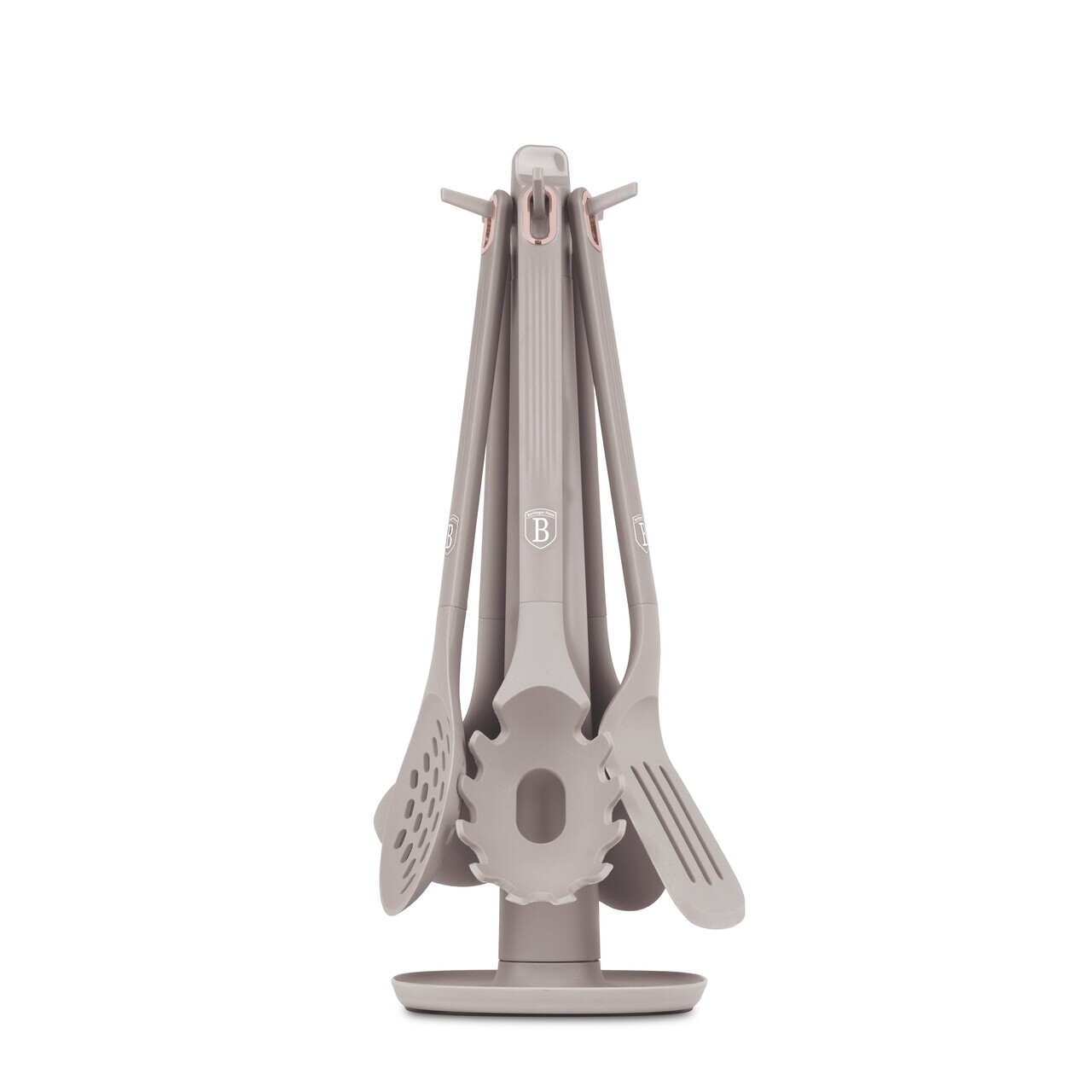 Set 5 ustensile de bucatarie cu suport, Berlinger Haus, Taupe, nailon/plastic, taupe mat - imagine 3