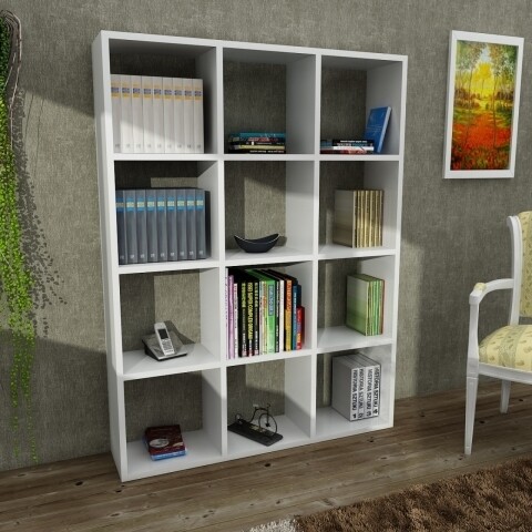 Biblioteca Wooden Art, Ultimate White, 93.6×124.2×22 cm 93.6x124.2x22