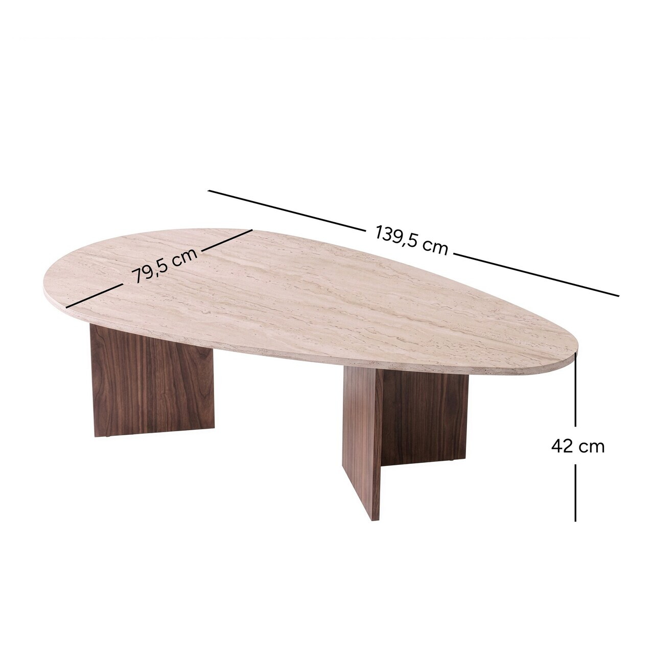 Masuta de cafea, Hanah Home, Flap, 139.5x42x79.5 cm, PAL, Travertin / Nuc Milano — imaginea 5