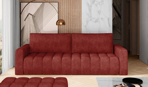 Canapea extensibila 3 locuri ELTAP, Laz10, Lazaro, 247x97x92 cm, lemn/poliester, rosu