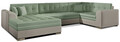 Coltar extensibil stanga 5 locuri ELTAP, Damario, 338x189x78 cm, lemn/poliester, verde menta/gri