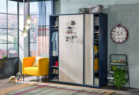 Dulap pentru haine, Çilek, Trio Sliding Wardrobe, 163x203x58 cm, Multicolor 163x203x58 imagine 2022