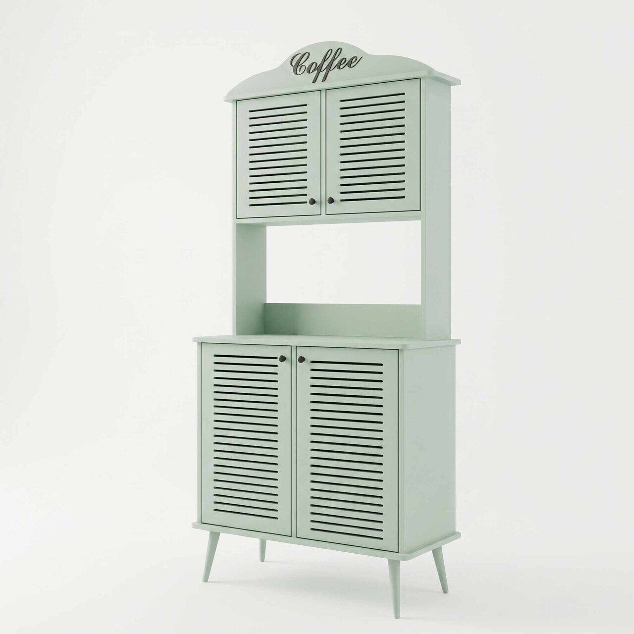 Dulap de bar pentru cafea, Hanah Home, Avior 90, 90x170x40 cm, MDF, Verde menta - view 4
