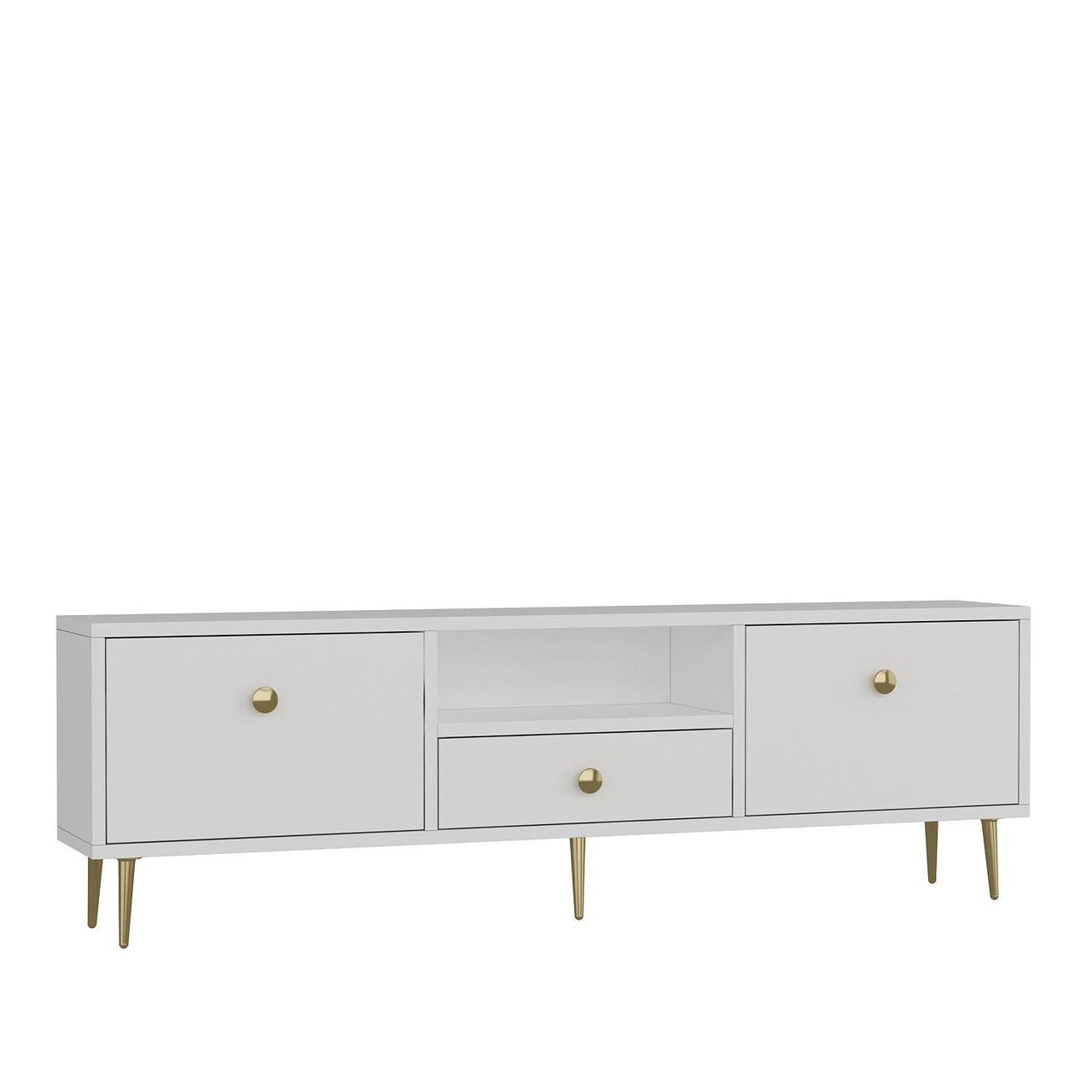 Comoda TV, Hanah Home, 1307-DROP-1, 140x45x30 cm, PAL , Alb/Auriu - view 4