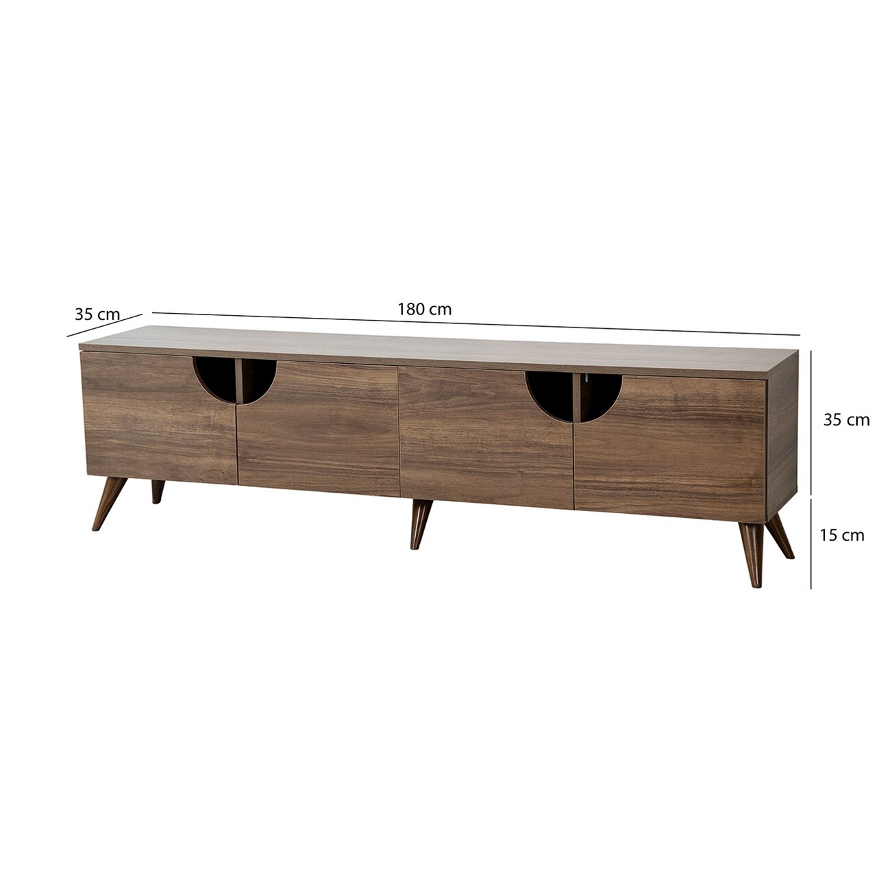 Comoda TV, Neostill, Grotte, 180x50x35 cm, Cadru: PAL MELAMINAT 100%., Maro