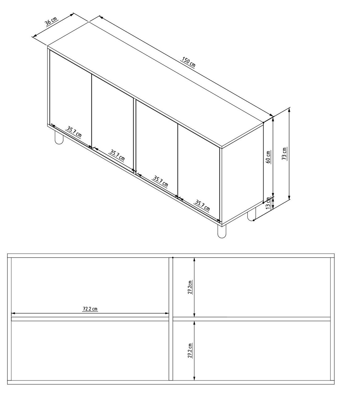 Consola, Hanah Home, Doresta, 150x73x36 cm, PAL, Alb