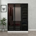 Dulap pentru haine, Minerva, Kale White Black, 135x210x52 cm, PAL, Alb/Negru